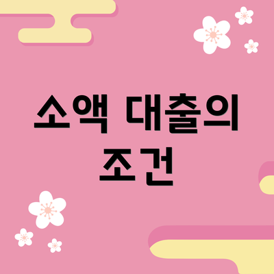 소액 대출의 조건