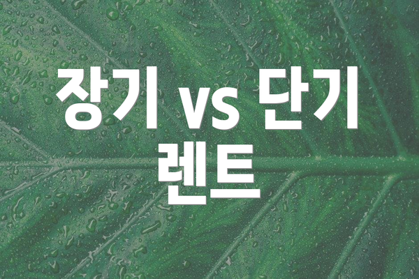 장기 vs 단기 렌트