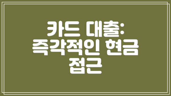 카드 대출: 즉각적인 현금 접근