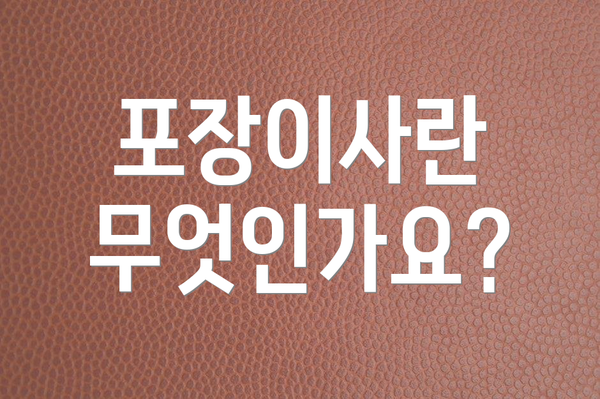 포장이사란 무엇인가요?