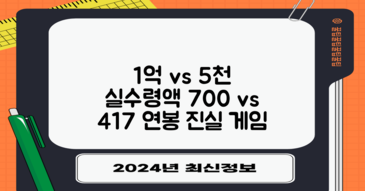 1억 실수령액 700만원 vs 5000만원 417만원: 연봉 실수령액 비교의 핵심