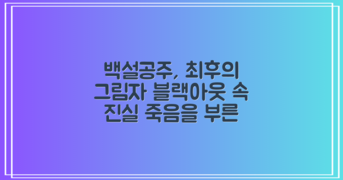 백설공주에게 죽음을: 블랙아웃 미스터리와 스릴러의 완벽한 조화