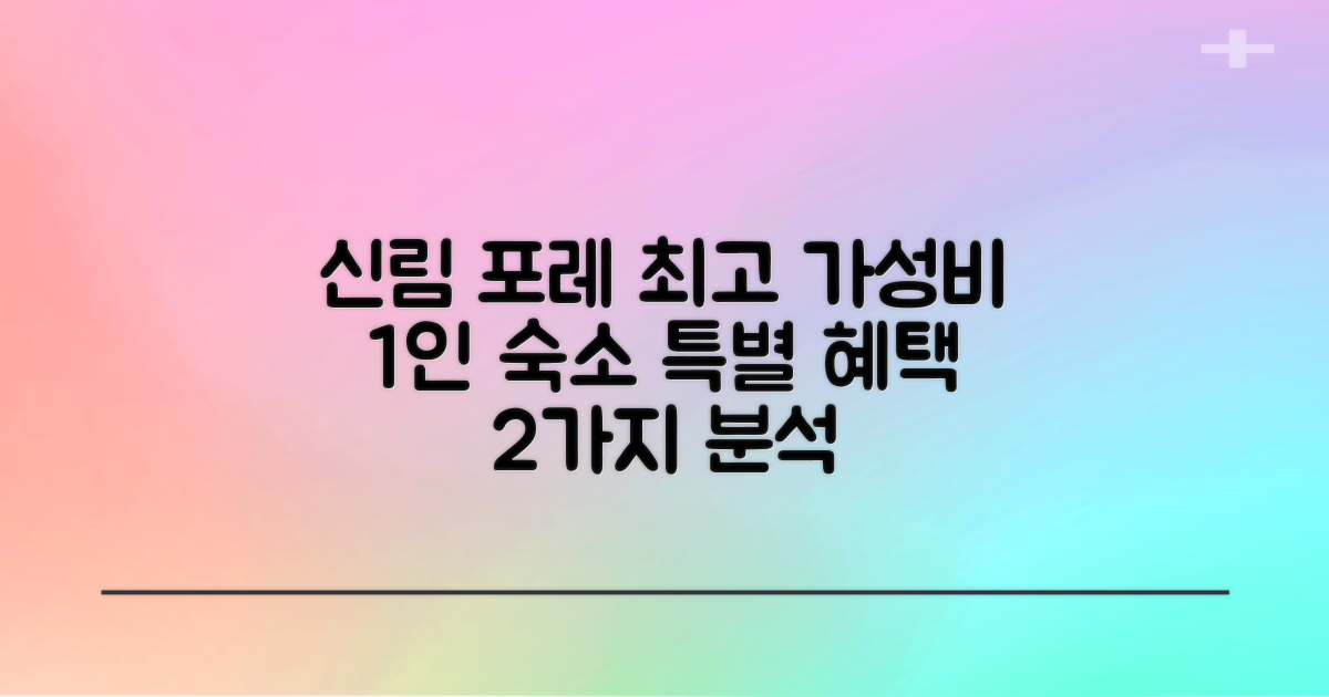 신림 포레: 가성비 최고의 1인 숙소, 2가지 특별 혜택 분석