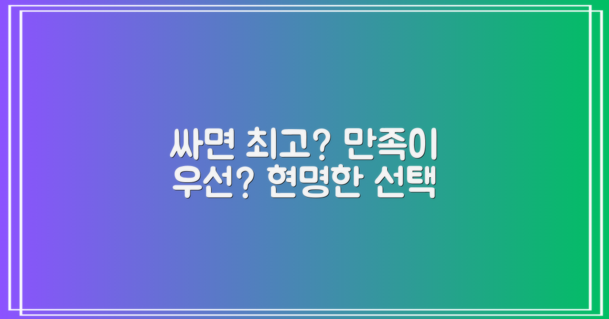 저렴한 가격 vs 높은 만족도