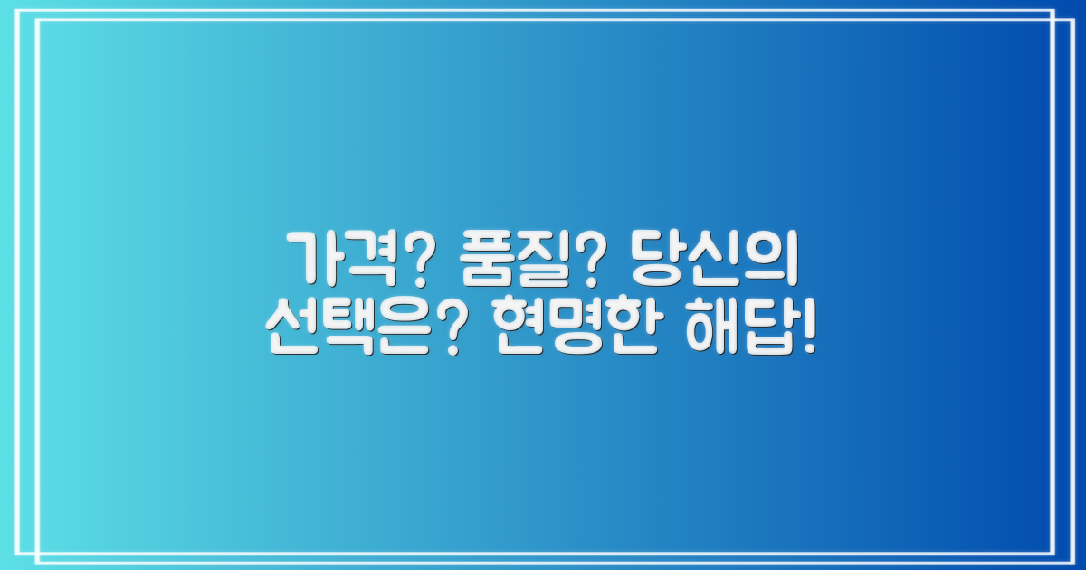 가격 경쟁 vs 품질, 현명한 선택