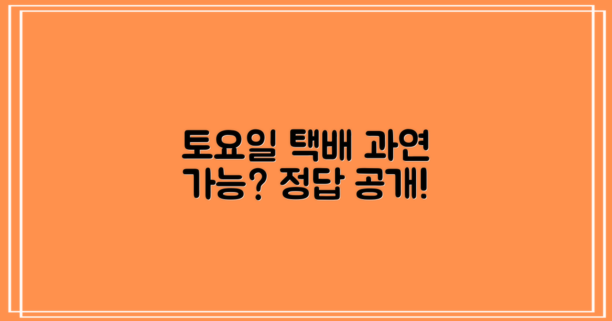 토요일 택배, 가능할까?